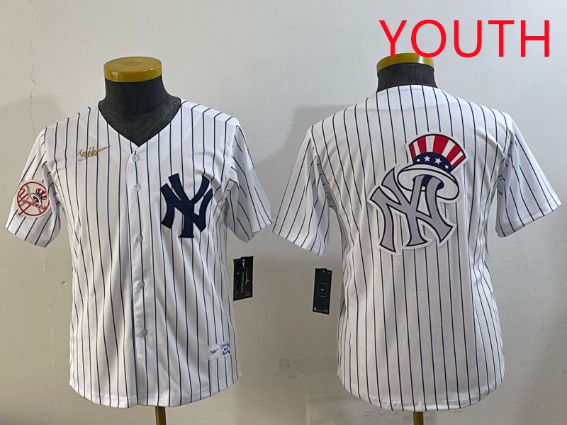 Youth 2025 New York Yankees Blank White Stripe Throwback Nike MLB Jersey style 9